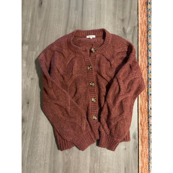 Madewell Sweaters - Cozy Cable-Knit Cardigan Sweater - Rust